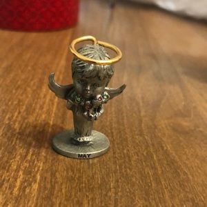 Cathedral Little Angels pewter birthday Angel figurine for May. Almost 2” tall